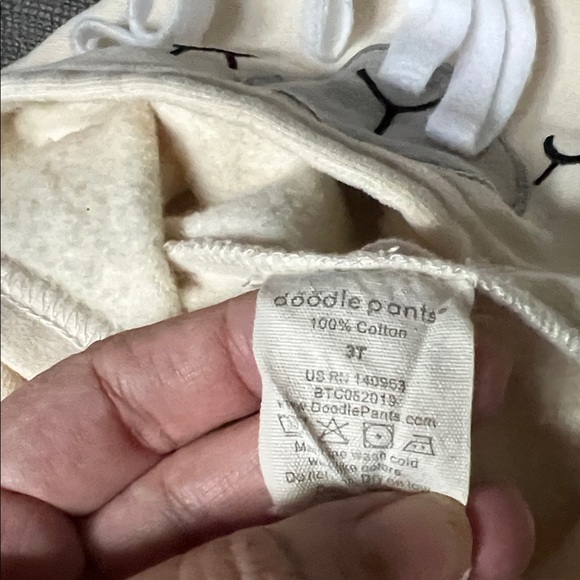 Doodle Pants Cream Hoodie with Orange and Blue Highlights - Picture 2 of 6